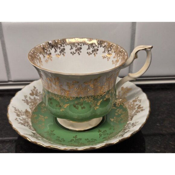 Royal Albert Other - Royal Albert Regal Series Bone China Green Footed Tea Cup Saucer Discontinued